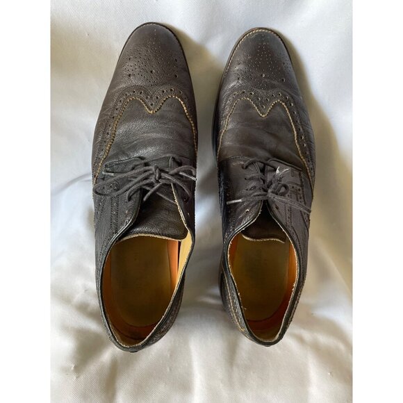 Cole Haan Mens Brown Leather Wingtip Oxford Shoes Size 11.5M With Rubber Soles & - Picture 1 of 7